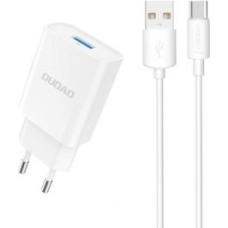 Dudao Adapteris Dudao  Dudao A4EU USB-A 2.1A wall charger - white + USB-A - USB-C cable