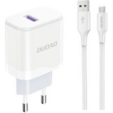 Dudao Adapteris Dudao  Dudao A20EU USB-A 18W wall charger - white + USB-A - micro USB cable