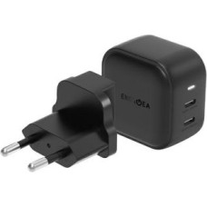 Energea Adapteris ENERGEA  ENERGEA ład. siec. 2xUSB-C PD-PPS 45W 2C czarny/black US+EU Travelite GAN45