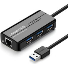 Ugreen Cits mobilo telefonu aksesuārs Ugreen  Ugreen 20265 USB-A / RJ45 1000 Mbps HUB 3x USB 3.0 network adapter - black