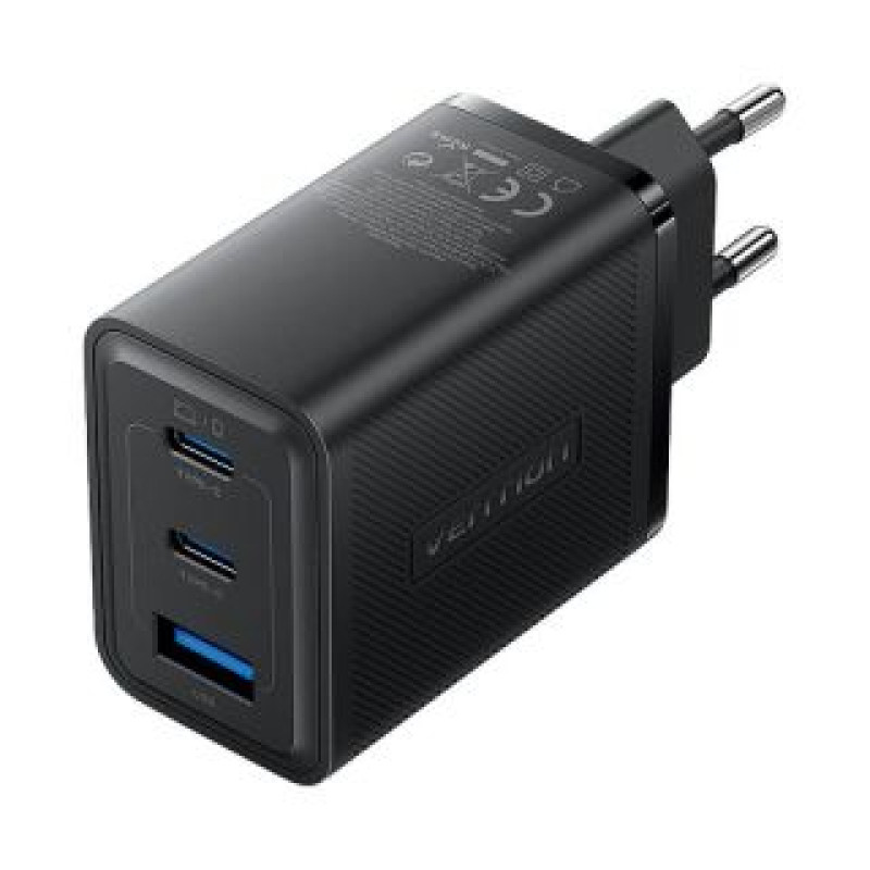 Vention Adapteris Vention  Wall charger, Vention, FERB0-EU,  2xUSB-C, USB- A, 65W/65W/30W, GaN (black)