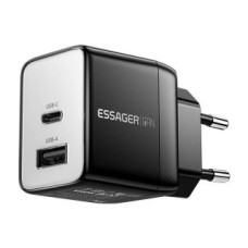 Essager Adapteris Essager  Wall charger, Essager, ECT33W-LJB01-Z, GaN, 1xUSB-A, 1xUSB-C, 33W (black)