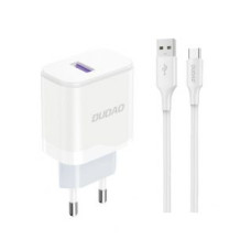 Dudao Adapteris Dudao  Dudao A20EU USB-A 18W wall charger - white + USB-A - USB-C cable