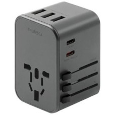 Energea Adapteris ENERGEA  ENERGEA ład. siec. 3xUSB+2xUSB-C PD-PPS-QC 3.0 35.5W 3A2C adapter 4w1 US/UA/EU/UK szary/gunmetal Travelworld