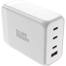 Silver Monkey Adapteris Silver Monkey  Silver Monkey SMA156 200W GaN charger 3x USB-C PD USB-A QC 3.0 with detachable power cable - white