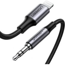 Ugreen Audio kabelis Ugreen  Lightning to 3.5mm Aux Cable Aluminum Shell with Braided 1m Black