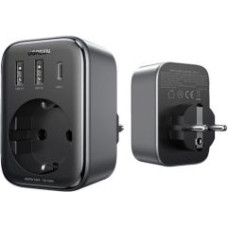 Ugreen Adapteris Ugreen  Wall charger 30W (2xUSB/USB C/AC) / adapter EU - EU 13A Ugreen CD314 - black