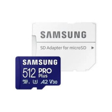 Samsung Atmiņas kartes Samsung  PRO Plus microSD Card with Adapter 512 GB, MicroSDXC, Flash memory class U3, V30, A2