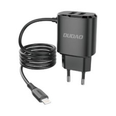 Dudao Adapteris Dudao  Dudao charger 2x USB with built-in 12W Lightning cable black (A2ProL black)