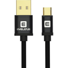 Evelatus Kabelis Evelatus  Data cable Micro USB EDC02 dual side gold plated connectors Black