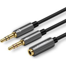 Ugreen Kabelis Ugreen  Ugreen AUX splitter cable 3.5 mm mini jack (female) - 2x 3.5 mm mini jack (male - microphone and headphones) black (AV140 20899)