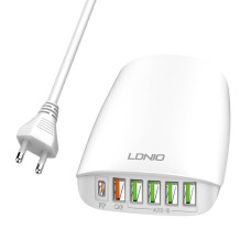 Ldnio Adapteris LDNIO  Wall charger LDNIO A6573C EU 5USB, USB-C 65W  + Power cord