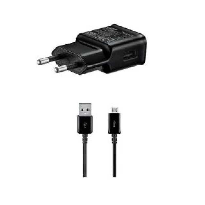 Samsung Adapteris Samsung  EP-TA200EBE + ECB-DU4EBE Samsung 15W Travel Charger + microUSB Data Cable Black (OOB Bulk)