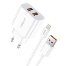 Foneng Adapteris Foneng  Fast charger Foneng 2x USB EU45 + USB Lightning cable