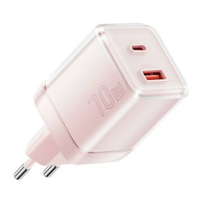 Essager Adapteris Essager  Wall charger Yueqi 70W GaN USB-C + USB-A (pink)