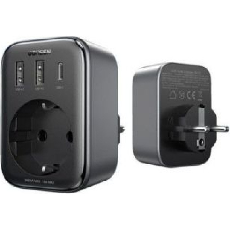 Ugreen Adapteris Ugreen  charger 30W (2xUSB/USB C/AC) / adapter EU - EU 13A Ugreen CD314 Black