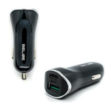 Beline Auto lādētāji Beline  Beline Ład. sam. 1xUSB i 1xUSB-C 5A 30W czarny/black (only head)