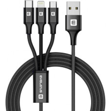 Evelatus Kabelis Evelatus - Evelatus Data cable 3in1 (Ligtning, Type-C, Micro USB ) LTM01 Black