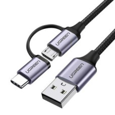 Ugreen Kabelis Ugreen  Ugreen cable 2in1 USB - micro USB / USB Type C cable 1m 2.4A black (30875)