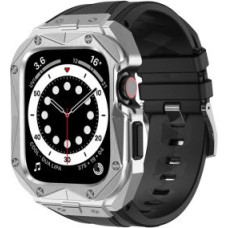 Kingxbar Siksniņa Kingxbar  Kingxbar CYF140 2in1 Rugged Case for Apple Watch SE, 6, 5, 4 (44 mm) Stainless Steel with Strap Silver