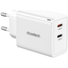 Choetech Adapteris Choetech  Choetech PD6013 2x USB-C PD 65W GaN wall charger - white