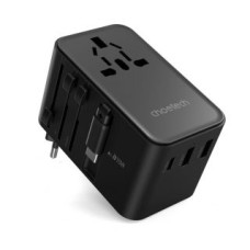 Choetech Ārējais akumulators Choetech  Choetech PD5022 70W EU/US/AUS/UK Travel Adapter with Built-in USB-C Cable - Black