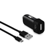 Puro Auto lādētāji Puro  Puro Ładowarka sam. 1xUSB 1A z kablem MicroUSB czarna/black MCHUSBMICROCBLK