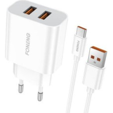 Foneng Adapteris Foneng  Fast charger Foneng 2x USB EU45 + USB Type C cable