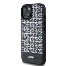 Dkny Cits mobilo telefonu aksesuārs DKNY  DKNY Leather Printed Pattern Metal Logo MagSafe Case for iPhone 15/14/13 - Black