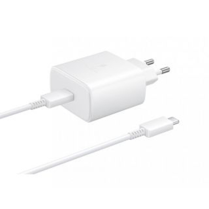 Samsung Adapteris Samsung  EP-TA845EWE + EP-DW767JWE Samsung 45W Travel Charger + USB-C/USB-C Data Cable White (OOB Bulk)