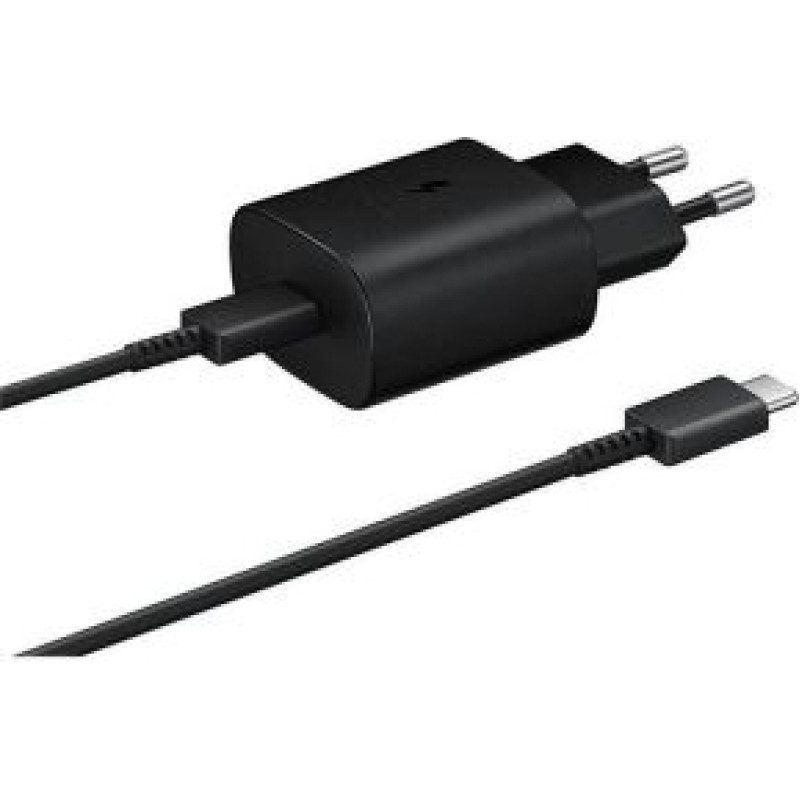 Samsung Adapteris Samsung  EP-TA800EBE + EP-DA905BBE Samsung 25W Travel Charger + USB-C/USB-C Data Cable Black (OOB Bulk)