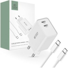 Tech-Protect Adapteris Tech-Protect  Tech-Protect C35W 2x USB-C PD 35W network charger with USB-C / USB-C cable - white