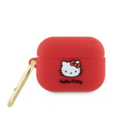 Hello Kitty Maciņš austiņām Hello Kitty Apple Airpods Pro 2 cover Silicone 3D Kitty Head Red