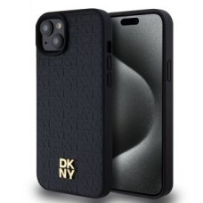 Dkny Aizmugurējais vāciņš DKNY - DKNY PU Leather Repeat Pattern Stack Logo MagSafe Case for iPhone 15 Plus Black