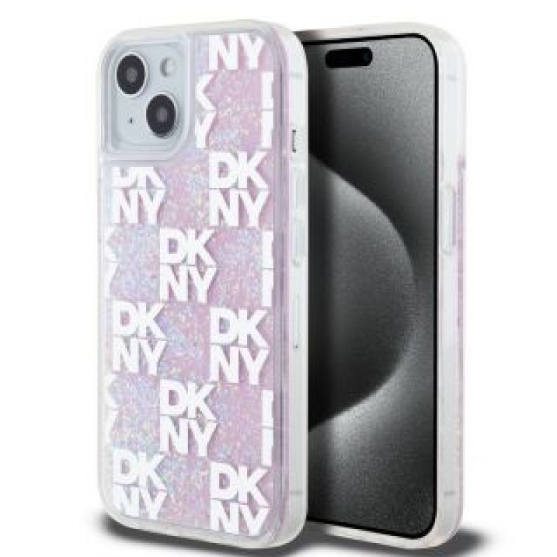 Dkny Aizmugurējais vāciņš DKNY - DKNY Liquid Glitter Checkered Pattern Case for iPhone 15 Pink