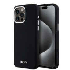 Dkny Aizmugurējais vāciņš DKNY - DKNY Liquid Silicone Silver Metal Logo MagSafe Case for iPhone 15 Pro Max Black