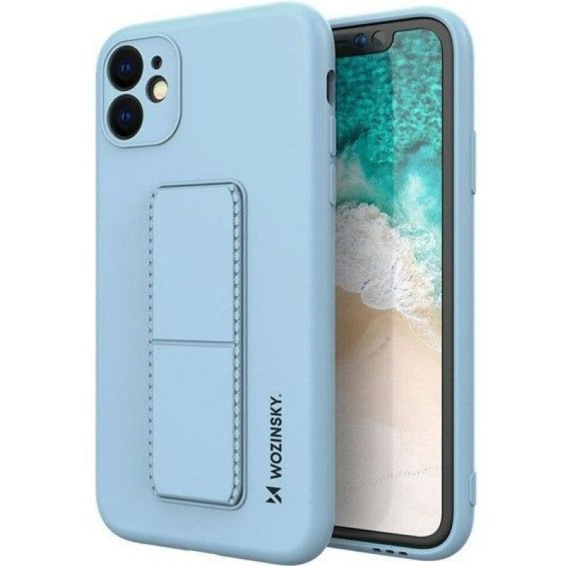 Ilike Aizmugurējais vāciņš iLike Samsung Galaxy A22 5G Kickstand Case Silicone Stand Cover Light Blue