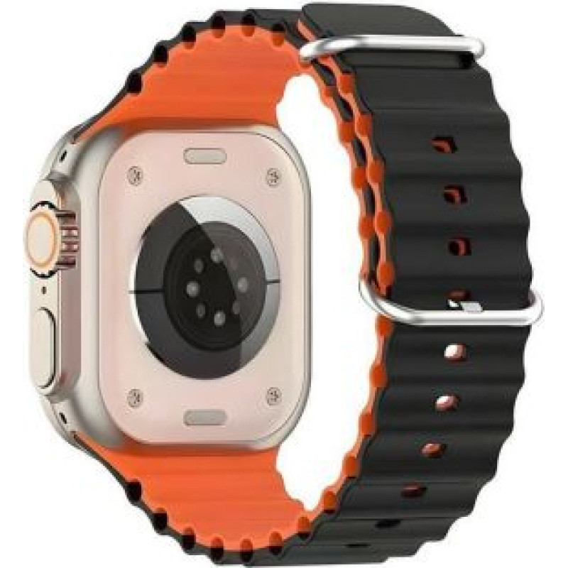 Beline Siksniņa Beline  Beline pasek Apple Watch Silicone Waves 38/40/41mm czarno-pomarańczowy /black-orange box