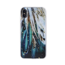 Ilike Aizmugurējais vāciņš iLike Samsung Gold Glam case for Samsung Galaxy A53 5G feathers