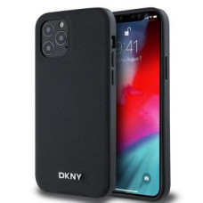 Dkny Aizmugurējais vāciņš DKNY - DKNY PU Leather Silver Metal Logo Magsafe Case for iPhone 12/12 Pro Black