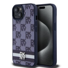 Dkny Aizmugurējais vāciņš DKNY - DKNY PU Leather Checkered Pattern and Stripe Case for iPhone 15 Blue