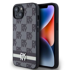 Dkny Aizmugurējais vāciņš DKNY - DKNY PU Leather Checkered Pattern and Stripe Case for iPhone 14 Black