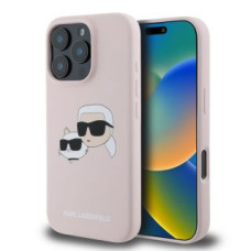 Apple Aizmugurējais vāciņš Apple - Karl Lagerfeld Liquid Silicone Double Heads MagSafe Case for iPhone 16 Pro Pink