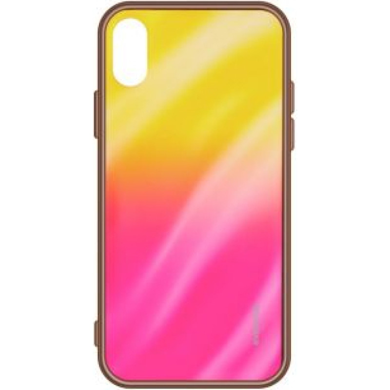 Evelatus Aizmugurējais vāciņš Evelatus Samsung A40 Water Ripple Gradient Color Anti-Explosion Tempered Glass Case Gradient Yellow-Pink