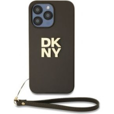 Dkny Aizmugurējais vāciņš DKNY - DKNY PU Leather Stack Logo Wrist Strap Case for iPhone 15 Pro Brown