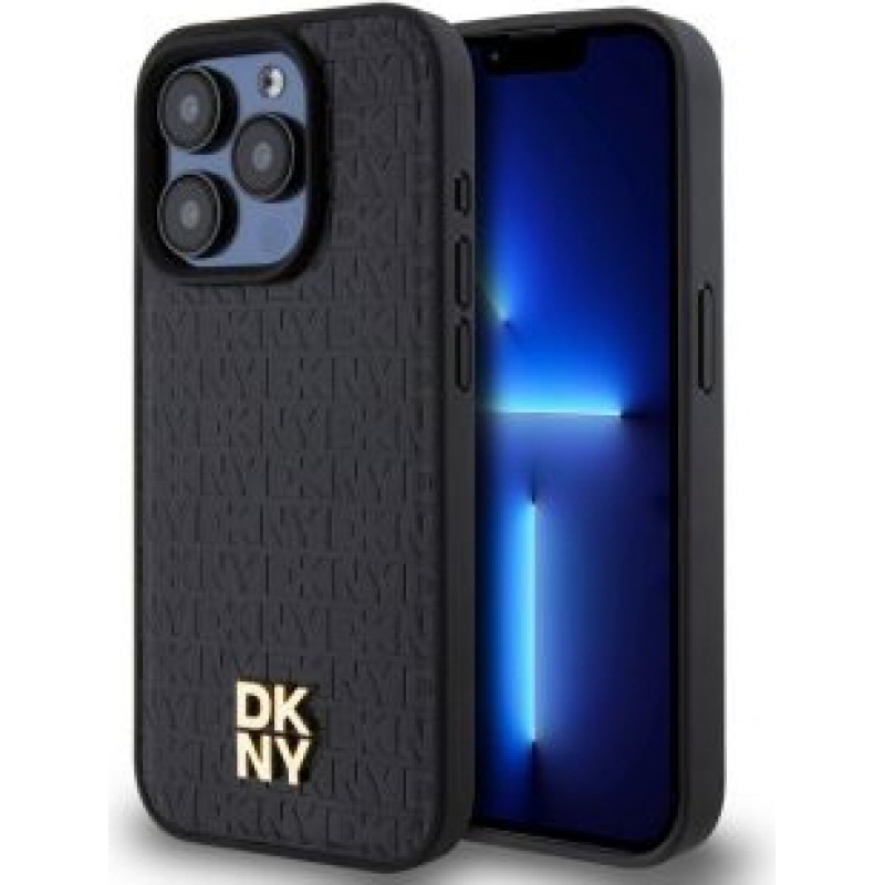 Dkny Aizmugurējais vāciņš DKNY - DKNY PU Leather Repeat Pattern Stack Logo MagSafe Case for iPhone 12/12 Pro Black