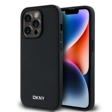 Dkny Aizmugurējais vāciņš DKNY - DKNY PU Leather Silver Metal Logo Magsafe Case for iPhone 14 Pro Max Black