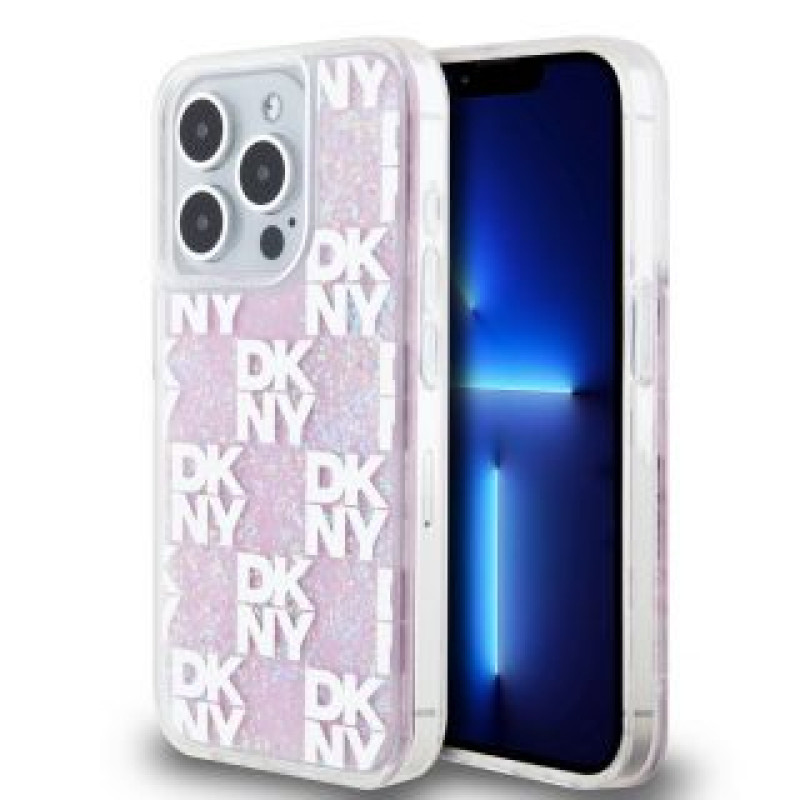 Dkny Aizmugurējais vāciņš DKNY - DKNY Liquid Glitter Checkered Pattern Case for iPhone 15 Pro Pink