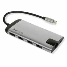 Verbatim Parveidotājs Verbatim  Verbatim Adapter Hub USB-C - USB-C/ 3xUSB-A 3.0/HDMI/Eternet/SD/microSD aluminium/aluminum 49142