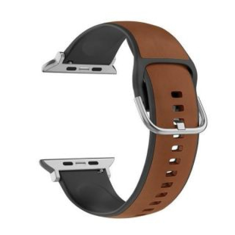 Beline Siksniņa Beline  Beline pasek Apple Watch Silico Leather 42/44/45/49mm brązowo-czarny /brown-black box